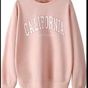 Baby Pink Malibu Graphic Crew Neck Sweatshirt
